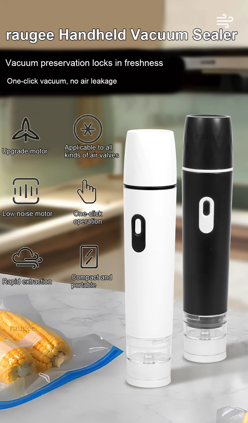 Air Vacuum Pump Automatic Food Sealing Air Pump USB Rechargeable Sealer Pump For Food Handheld Dry/wet Food Sealer Pump