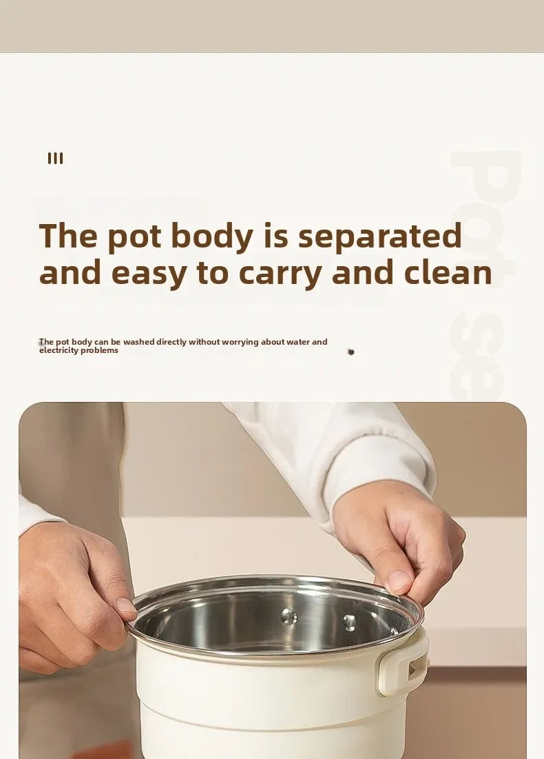 110V/220V Electric Cooker Portable Cooking Pot Foldable Hotpot 1.6L Multi cookers Split Type Rice Cooker Frying Pan Home Travel