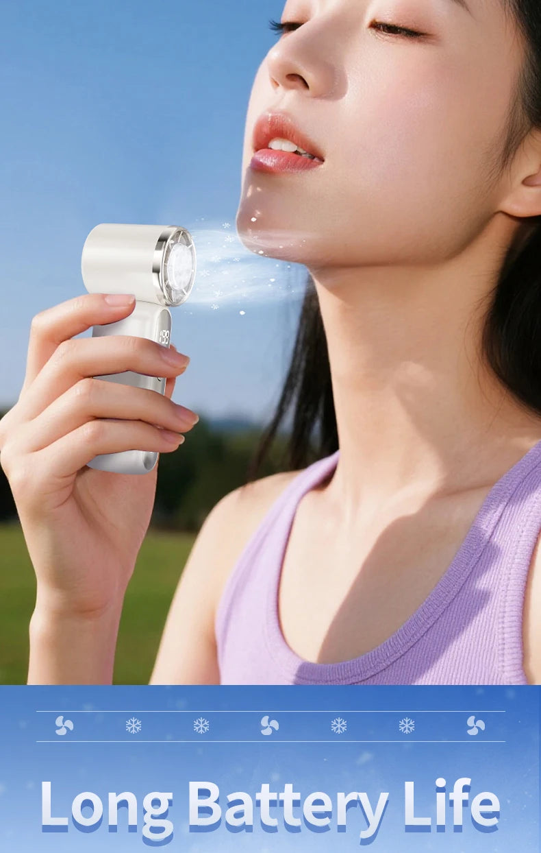 3000mAh 199 Speed Portable Handheld Fan with ICE Semiconductor Cooling 360° Turbo Personal USB Rechargeable Mini Air Cooler