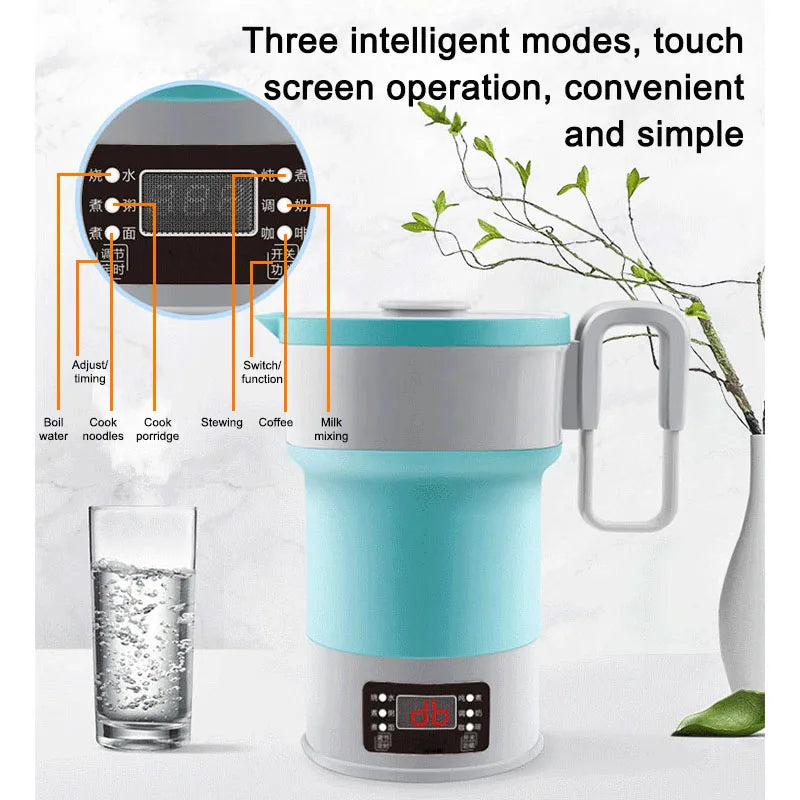 12/24V Multi Portable Foldable Silicone Pot For Travel  Smart Teapot Temperature Control Rapid Heating Kettle Electric Cook Hot