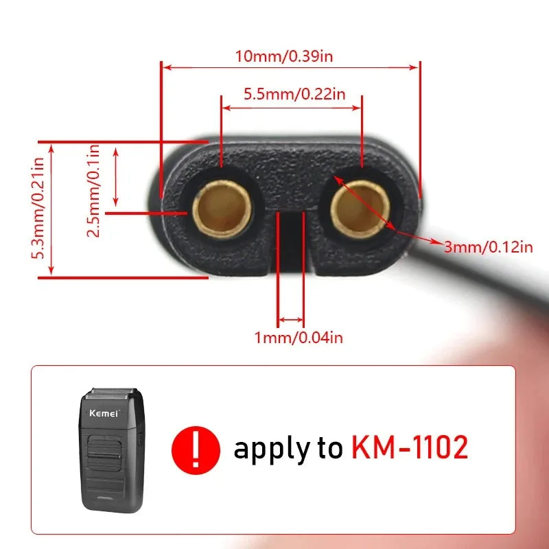 For Kemei KM-1102 Original USB Power Charger Cable Professional Hair Clipper Hair Trimmer Accessories EU Plug