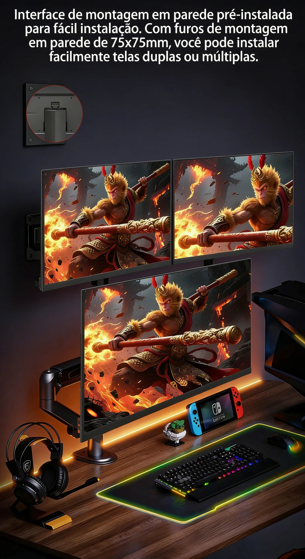 24.5 Inch 240Hz Gaming Monitor 1920×1080P 120%sRGB HDR400 IPS Screen FHD 400Nits Display DP HDMI VESA Gaming PC Monitor