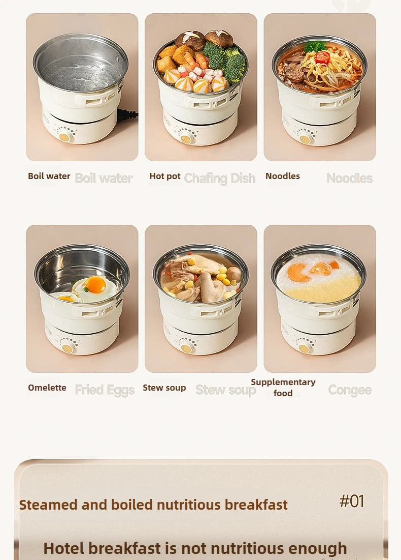 110V/220V Electric Cooker Portable Cooking Pot Foldable Hotpot 1.6L Multi cookers Split Type Rice Cooker Frying Pan Home Travel