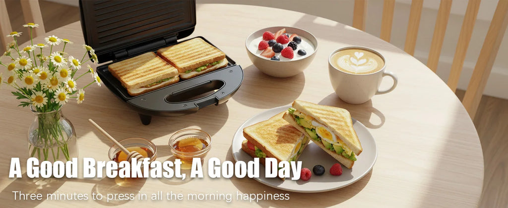 Sandwich Maker Sonifer SF-6173 750W Non Stick Panini Press Electric Grill Breakfast Machine Space Saving Kitchen Appliance