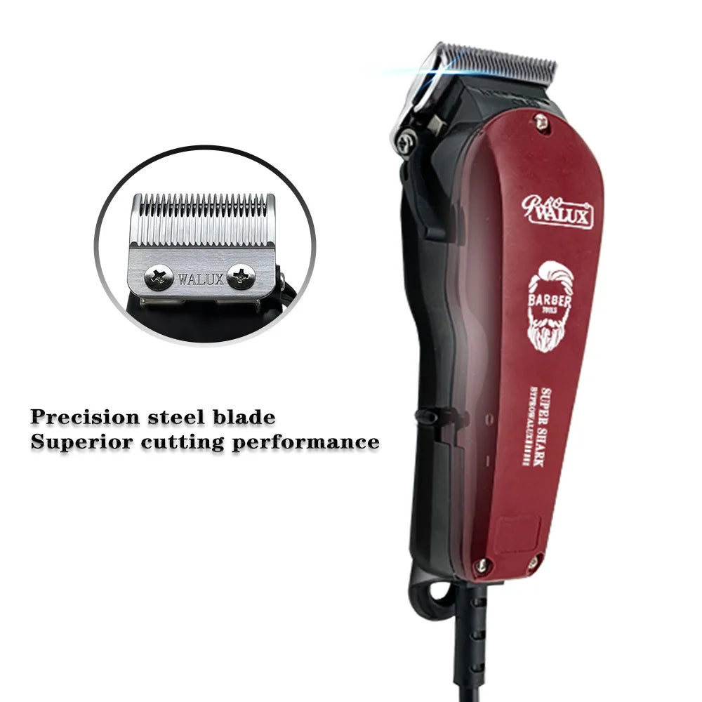 WALUX Professional Barber AC Hair Clipper 10W Powerful Trimmer Home Man Quiet Shaver 2M Cable Hair Cutting Machine 8 Guard Combs