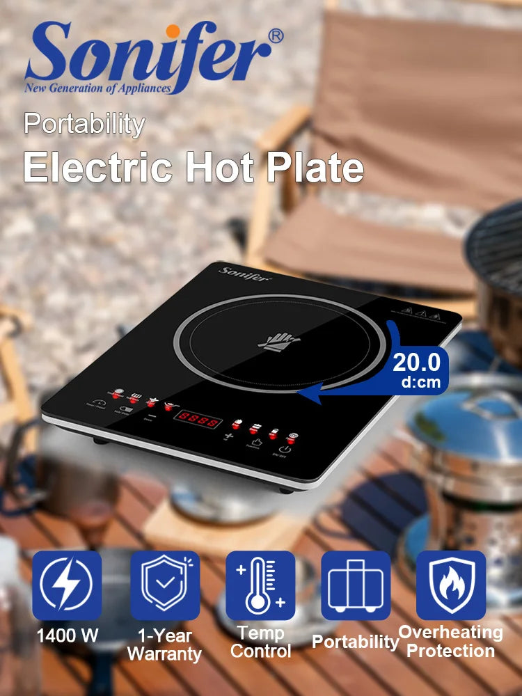 Portable Induction Cooker Sonifer SF-3048 1400W Electric Stove Single Heating Plate Timer Function Overheat Protection