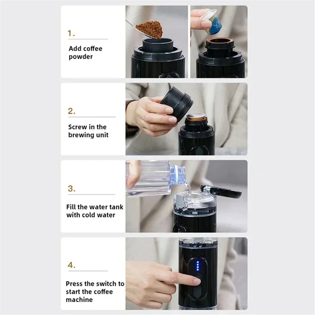 AB51 Portable Espresso Machine 7500mAh Wireless Heating, 20 Bar Electric Coffee Maker for Travel & Home