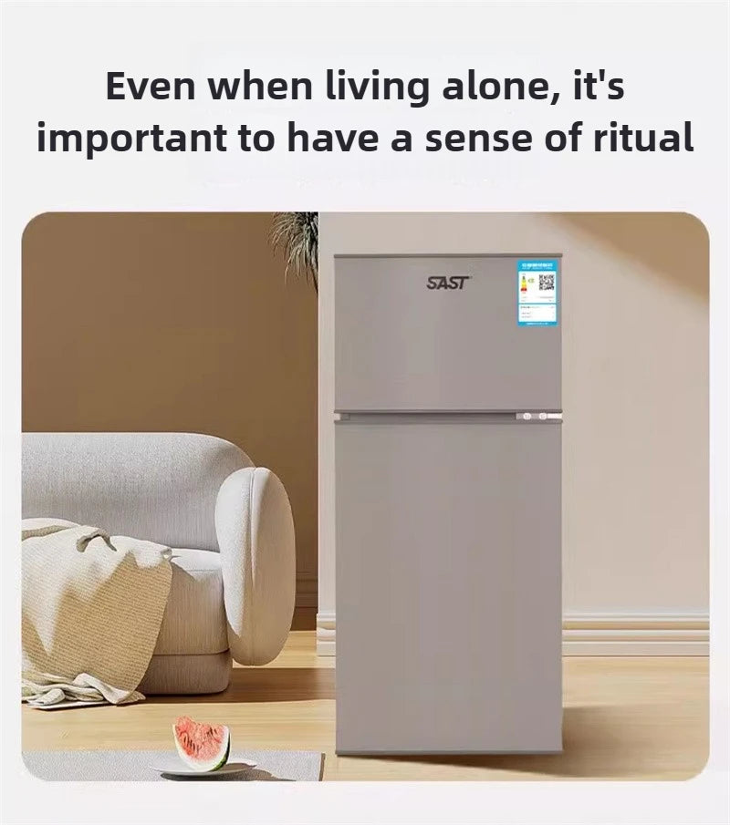 Energy Saving Refrigerator with Double Doors Small Refrigerator Home Dormitory Rental Room Freezer Refrigeration Mini Bar Fridge