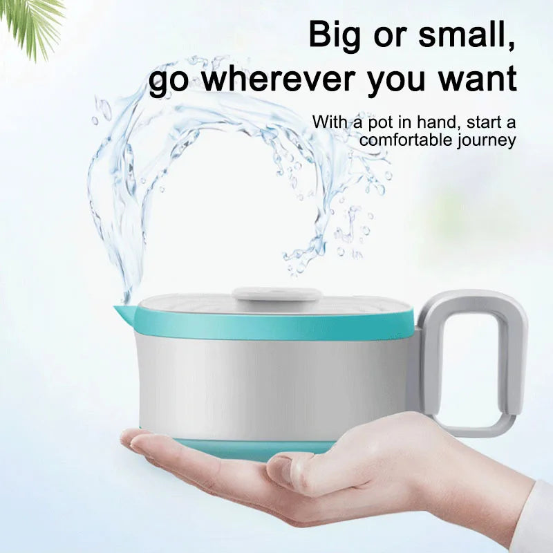 12/24V Multi Portable Foldable Silicone Pot For Travel  Smart Teapot Temperature Control Rapid Heating Kettle Electric Cook Hot