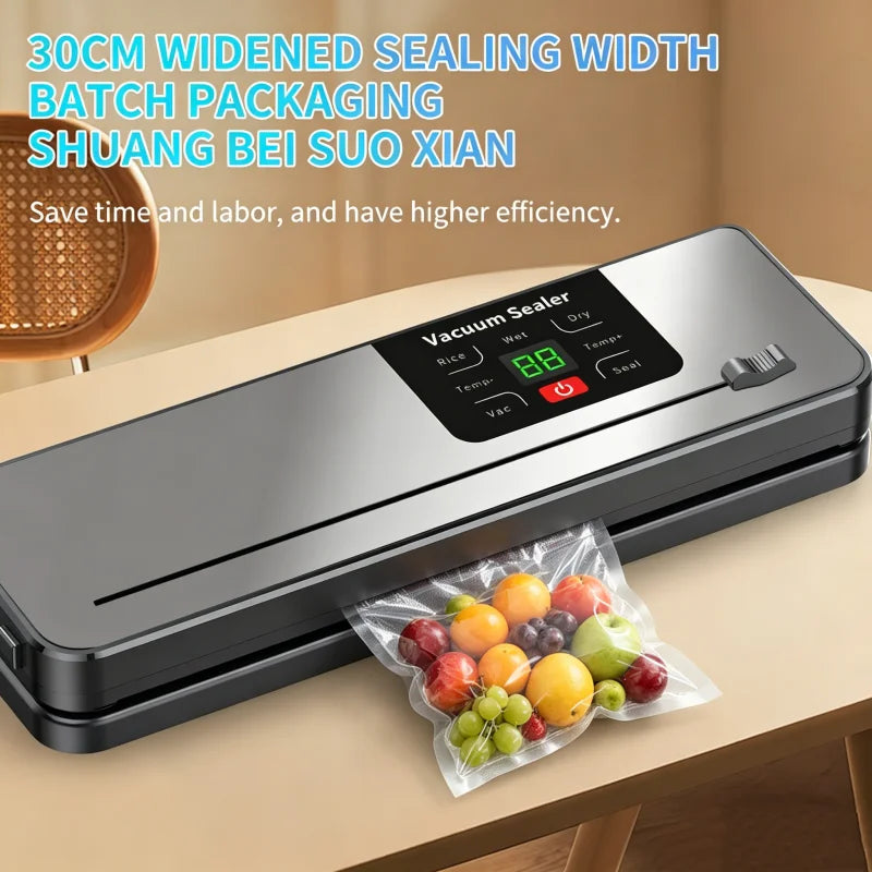 Electric Vacuum Sealer Machine with Built-in Cutter Touch Button Kitchen Food Storage Sealing for Dry/Wet Foods