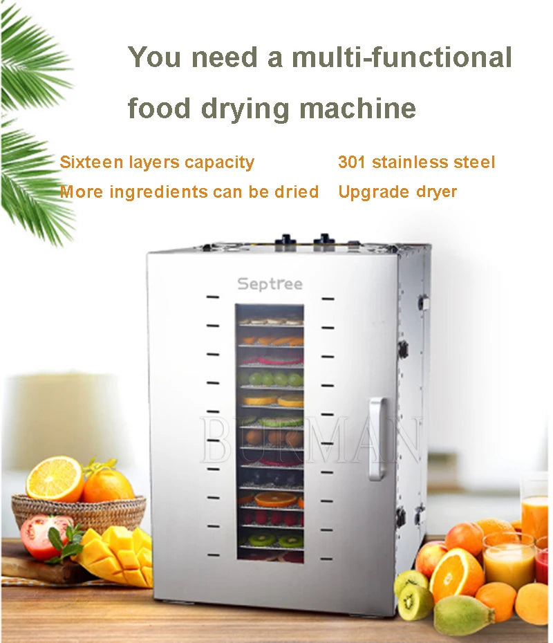 Large Household Food Fruit  Dryer High Capacity 16 Layers Dried Frame Low Noise