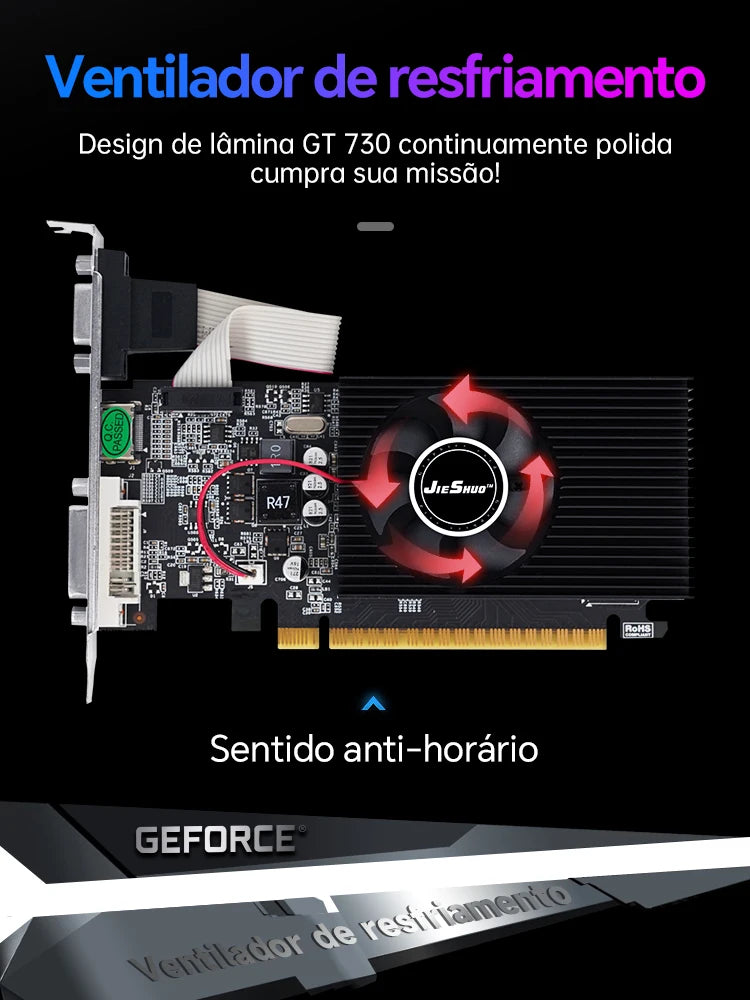 Jieshuo NVIDIA GT 730 4G*2 gt740 4g video graphics card GPU 128-bit DDR3 (3 models available) computer desktop gaming and office