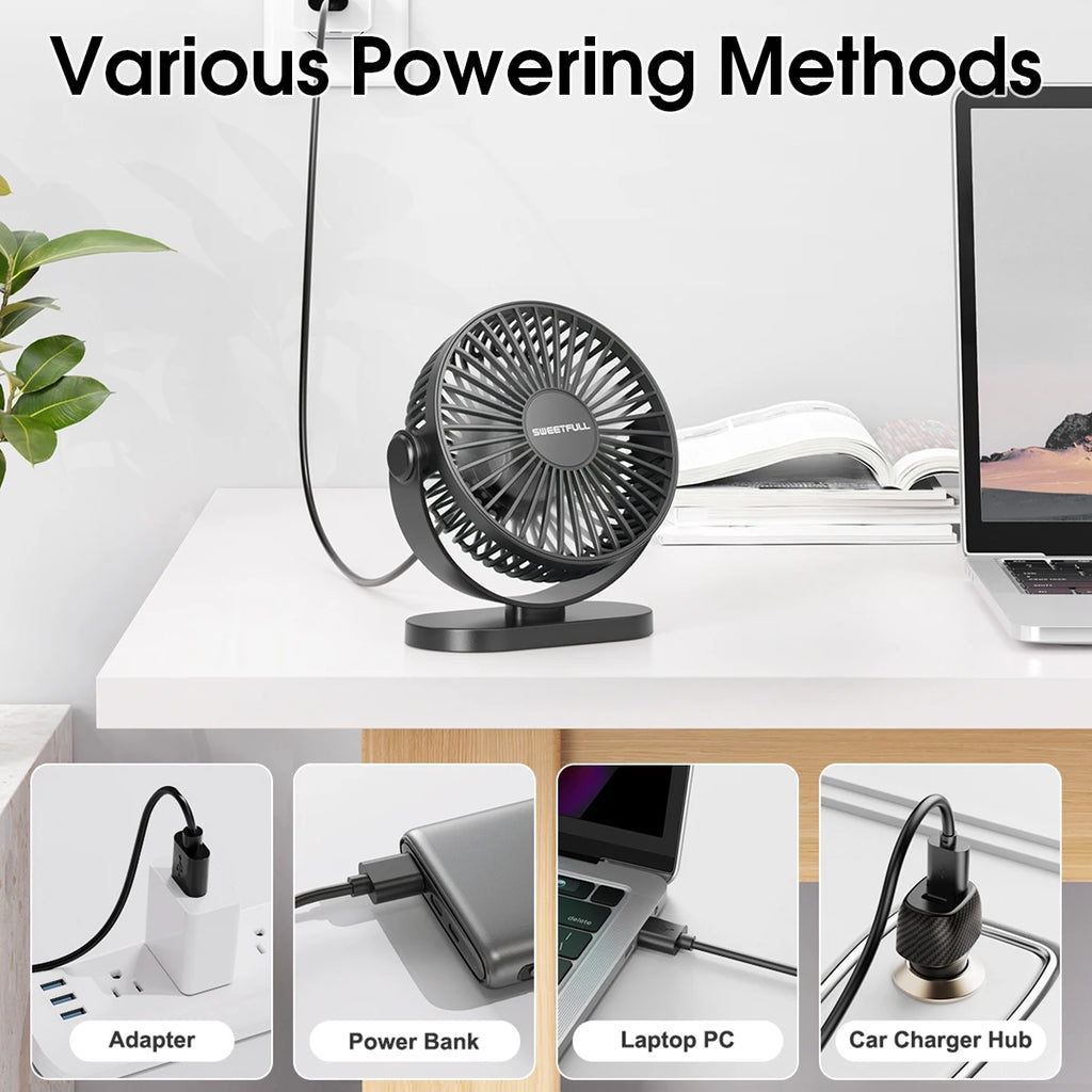 Electric Fan Portable Cooling Laptops Silent USB Fan Three Speed Adjustment for Home Office Desktop Outdoor Camping Mini Fan