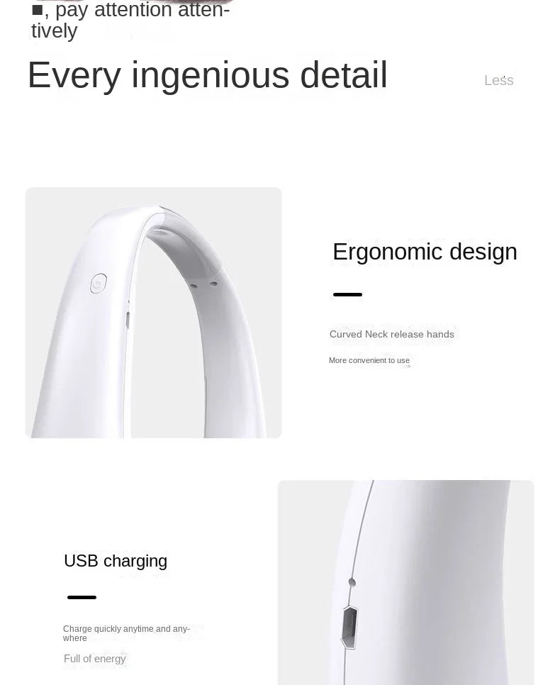 Hands Free Neck Fan Portable USB Rechargeable Bladeless Cooling Fan Quiet Wearable Fan for Summer Travel 3 Speed Mini Long Endur