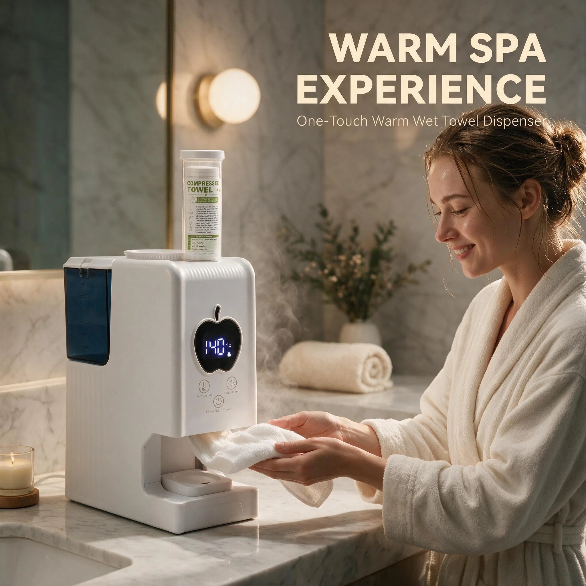 Steam Towel Heater, Three-Temperature Settings 55-65°c, LED Display, Facial Heat Therapy Machine, Includes 20 Disposable Towels