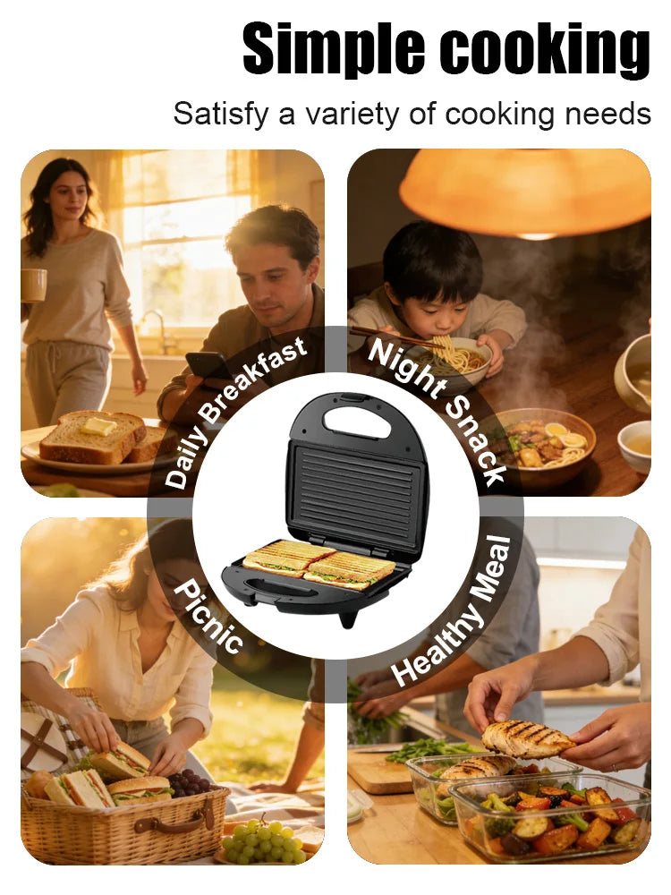 Sandwich Maker Sonifer SF-6173 750W Non Stick Panini Press Electric Grill Breakfast Machine Space Saving Kitchen Appliance