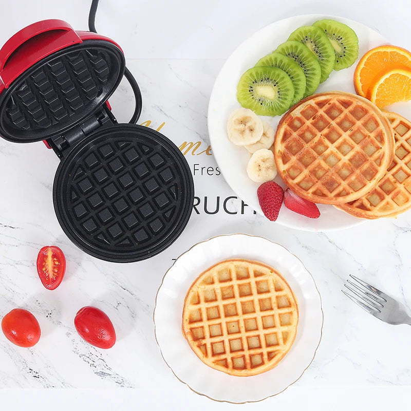 Mini Electric Waffle Maker 110V/220V Non-Stick Breakfast Machine for Home Kitchen Desserts and Fried Eggs
