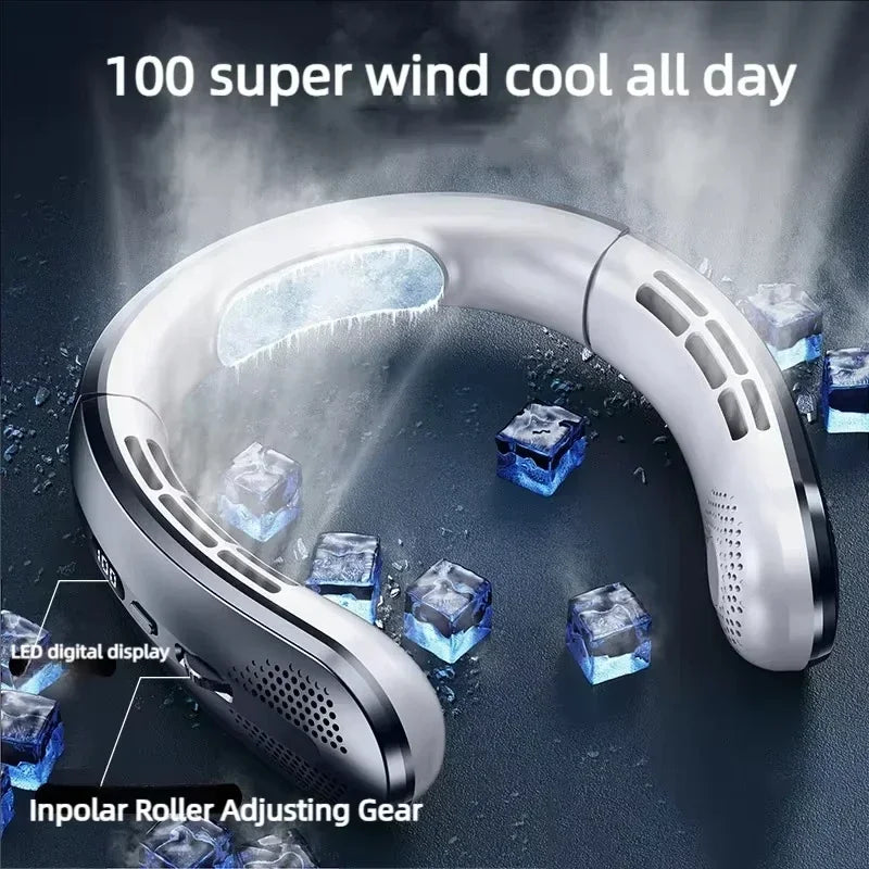 Lenovo Hanging Neck Fan 8000mAh Portable Bladeless USB Rechargeable Mute LED Digital Display Electric Air Cooler USB Handheld