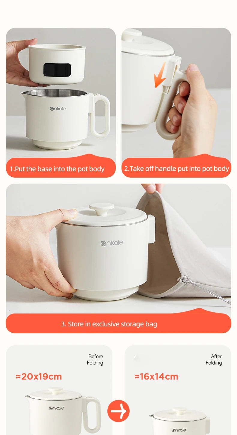 800ML Split-Type Foldable Electric Kettle Portable Travel Heating Cup with Adjustable Temperature 100V-240V Cooking Pot
