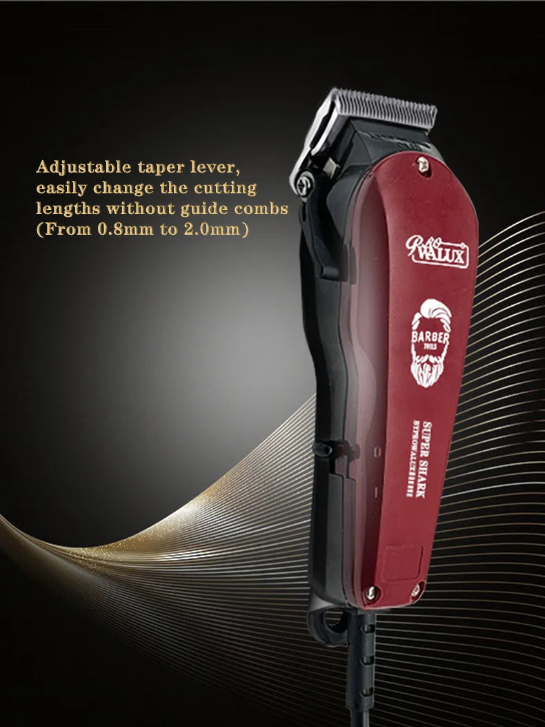 WALUX Professional Barber AC Hair Clipper 10W Powerful Trimmer Home Man Quiet Shaver 2M Cable Hair Cutting Machine 8 Guard Combs