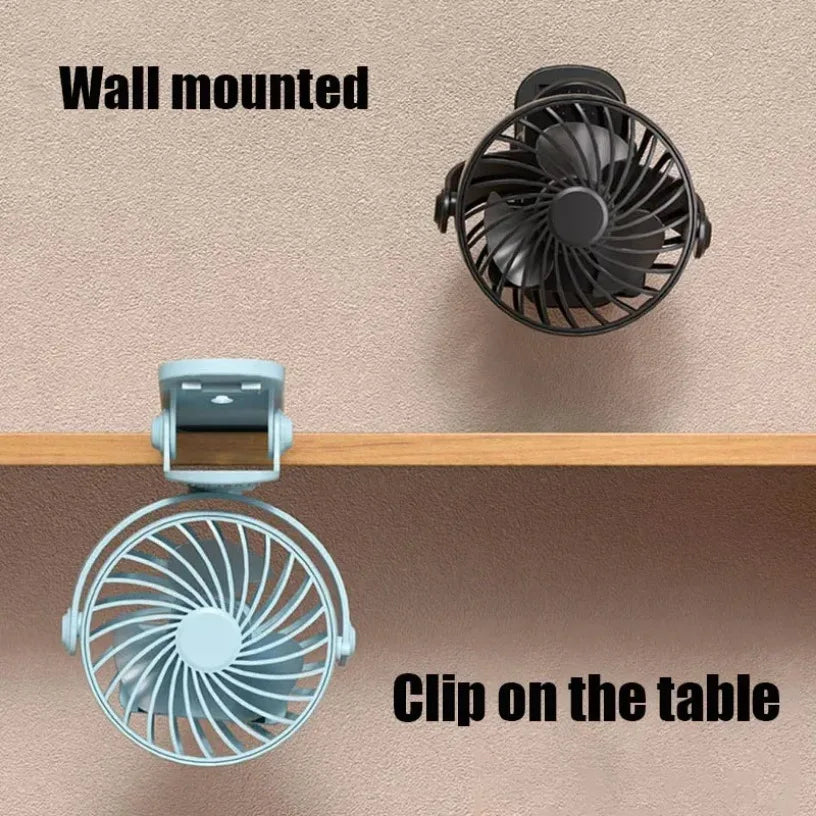 Portable Mini 360°Flip USB Rechargeable Table Fan Clip-on Type Desk Fan Hanging Clip Fan Night Light Air Cooler Outdoor
