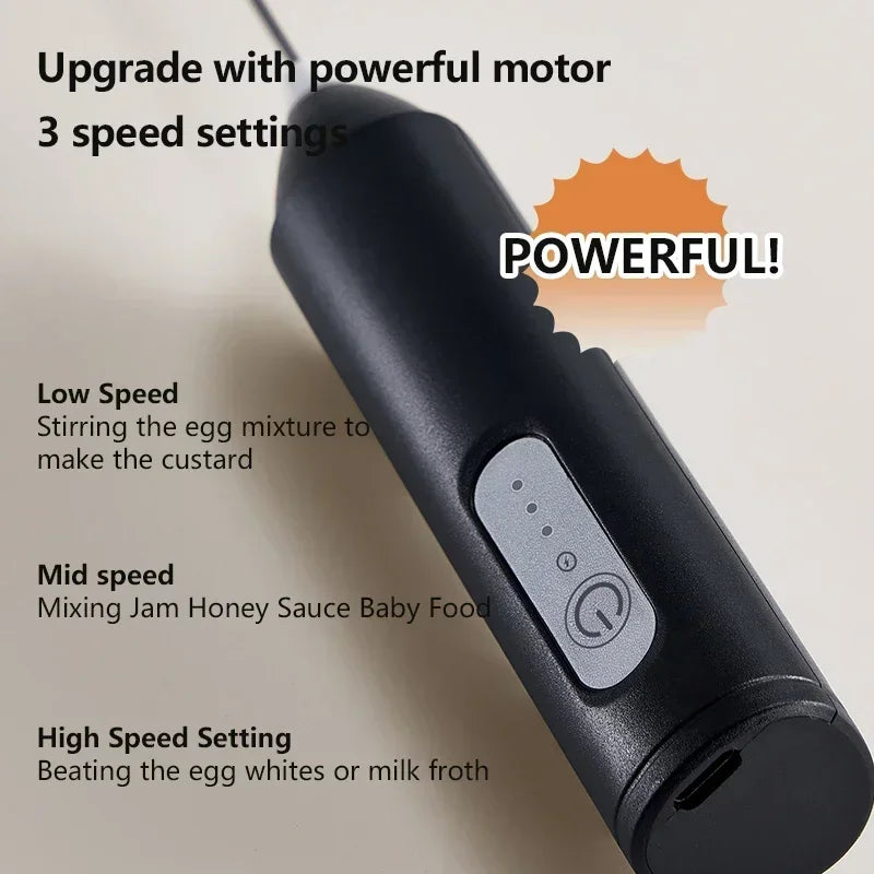 Cordless Electric Milk Frother, USB Mini Blender 3 Speeds Handheld Milk Foamer for Coffee, Cappuccino Foam Maker Whisk