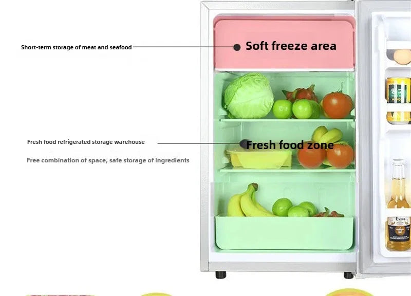 Mini Refrigerator for Office Bar Rental Room Dormitory Refrigerator Freezer Dual-use Home Energy Saving Electric Refrigerator