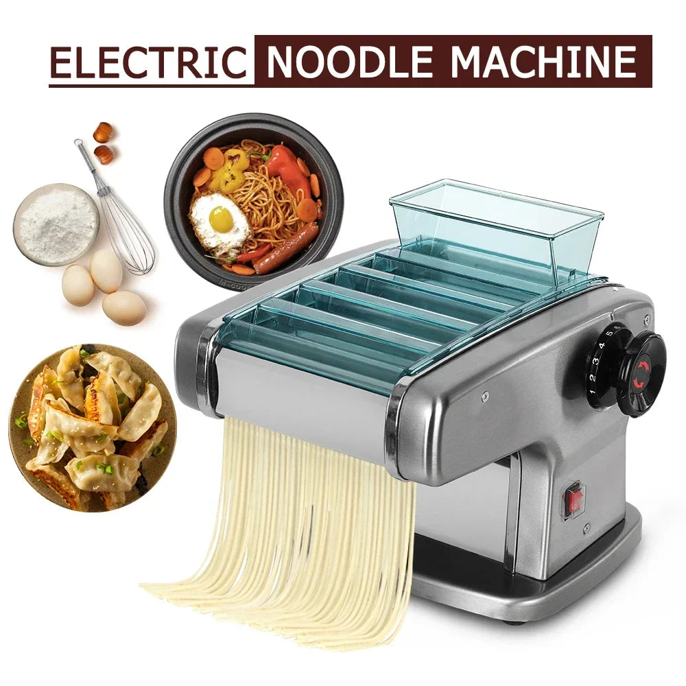 HomeWise Electric Pasta Machine Noodle Maker 220V Commercial Stainless Steel Pressing Machine Dough Cutter Dumpling Skin