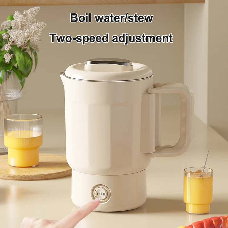 New 800ml 3 in1 Electric Kettle 304 Stainless Steel Folding Travel Kettle Portable Household Multi-function Cooking Pot Hot Pot