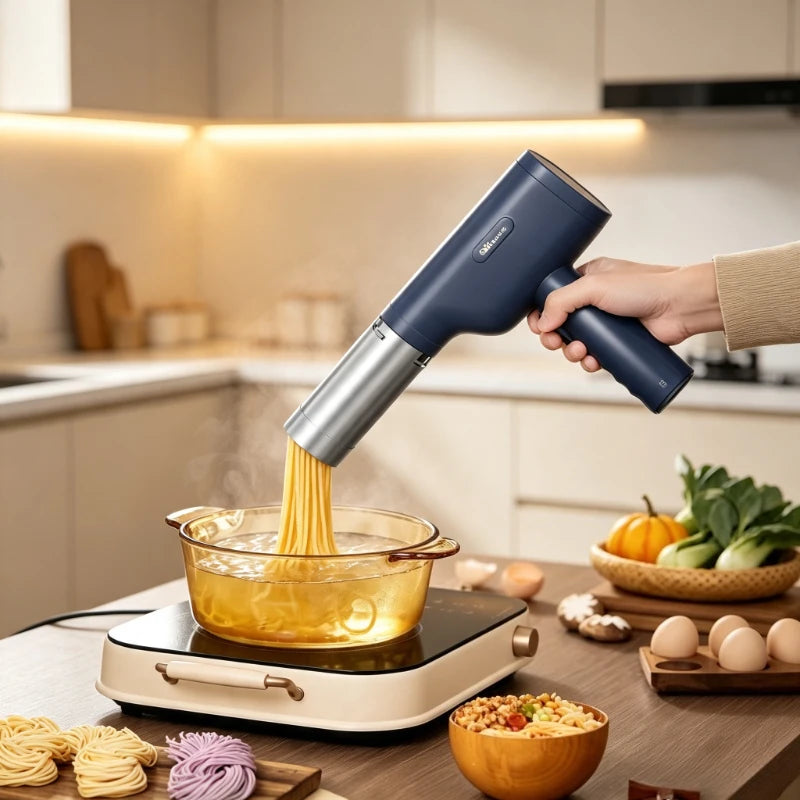 Wireless Handheld Electric Noodle Machine 5 Interchangeable Dies Stainless Steel Auto Pasta Maker Easy Clean Long Lasting