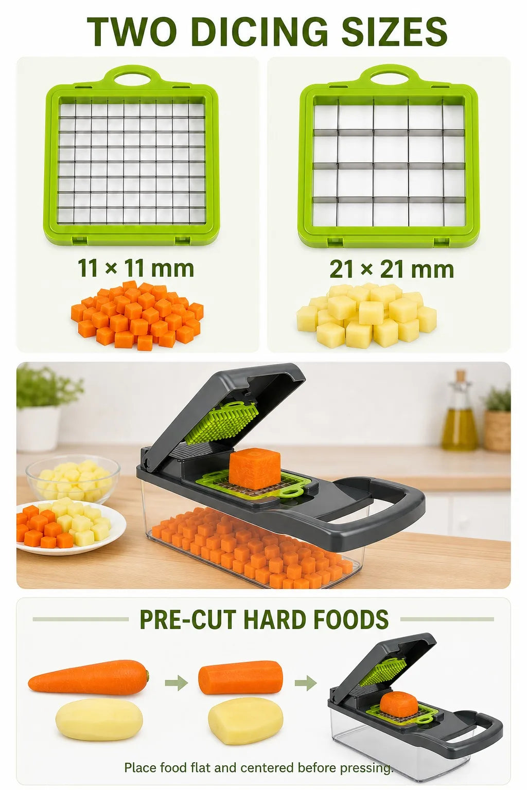 16PCS Vegetable Chopper with Container, 7 Blades Manual Onion Dicer Mandoline Slicer Grater with Drain Basket
