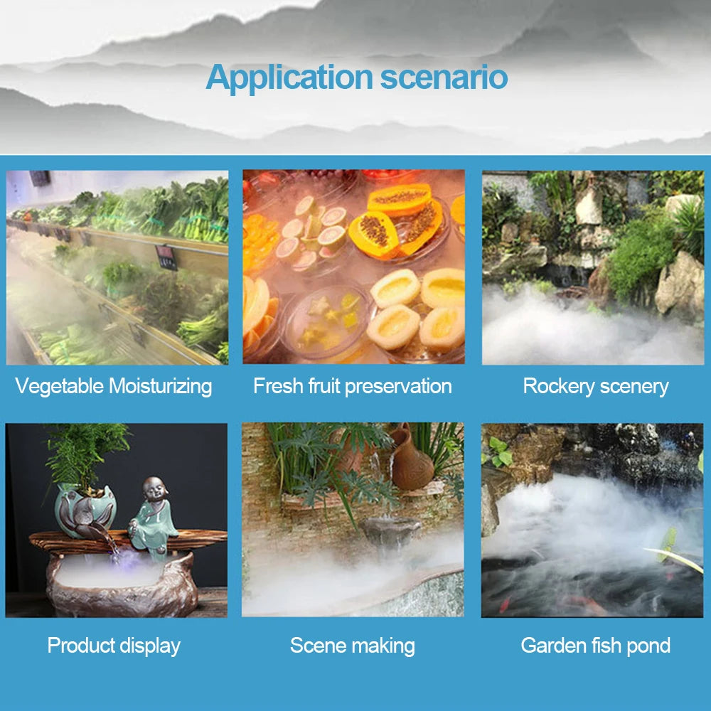 12 LED Colorful Light Ultrasonic Mist Maker Fogger Fog Water Fountain Pond Atomizer Air Humidifier Garden Outdoor Sprayer Tool