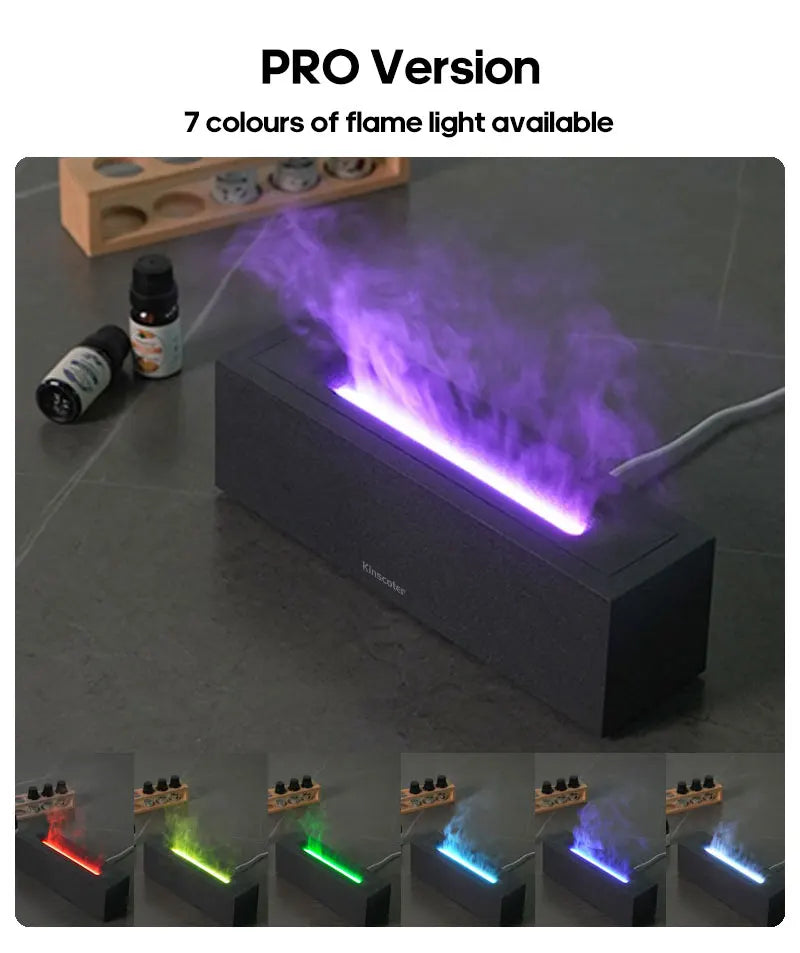 KINSCOTER Flame Aroma Diffuser Air Humidifier Ultrasonic Cool Mist Maker Fogger LED Essential Oil Flame Lamp Difusor
