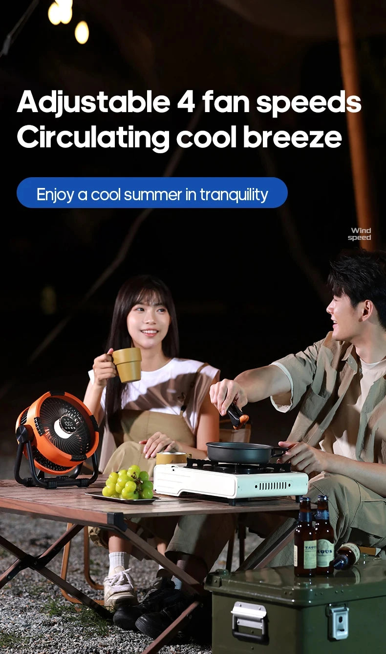 MUXNW Outdoor Camping Fan 20000mAh Portable Rechargeable Wireless Tent Ceiling Fan with LED Light Comes with Storage Bag