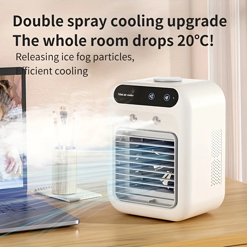 USB Desktop Humidifier Fan Water Tank Mini Air Cooler Portable Cooling Device 1800mAh Lithium Battery Low Voltage Operation Fan