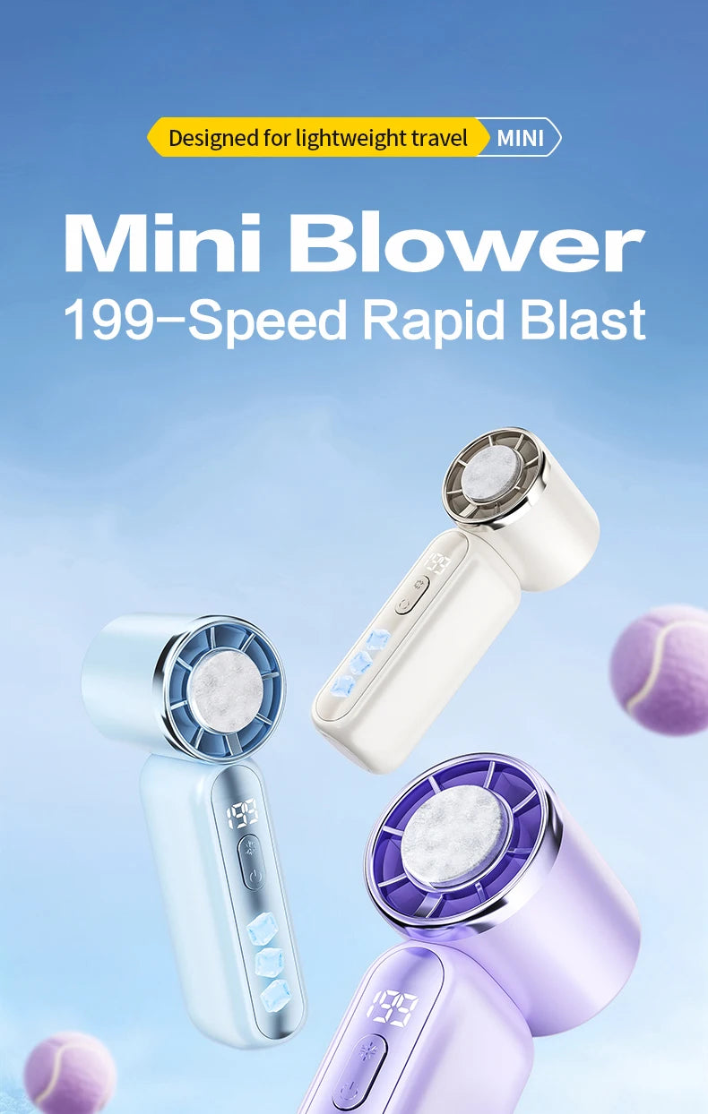 3000mAh 199 Speed Portable Handheld Fan with ICE Semiconductor Cooling 360° Turbo Personal USB Rechargeable Mini Air Cooler