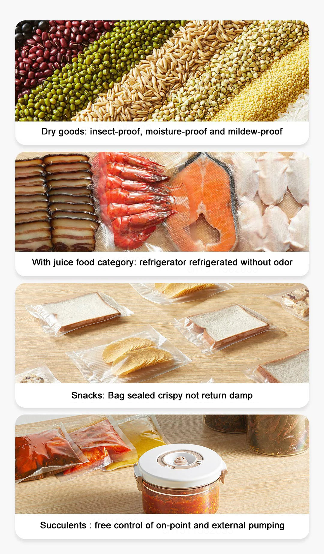 MIJIA Vacuum Sealer Machine,70Kpa Food Vacuum Sealer Machine Preservation Dry/Moist Modes,220V With Free 10pcs Vacuum Bag