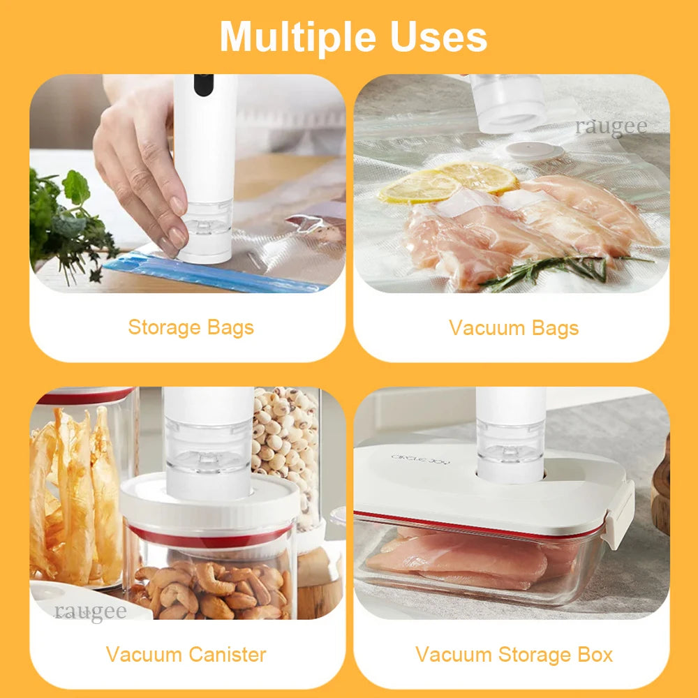 Air Vacuum Pump Automatic Food Sealing Air Pump USB Rechargeable Sealer Pump For Food Handheld Dry/wet Food Sealer Pump