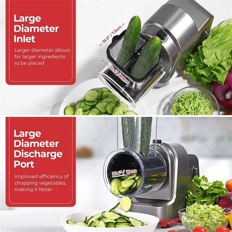 250W 5 in 1 Electric Vegetable Slicer Shredder Automatic Salad Shooter Machine Cheese Grater Carrot Cabbage Cutter