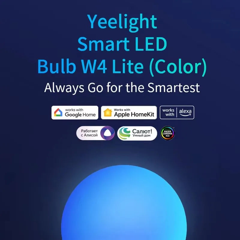 Yeelight Smart LED Bulb W4 Lite E27 BLE+WIFI 800lm 8W 2700-6500K Remote control Smart home Works on Homekit, Google, Alexa
