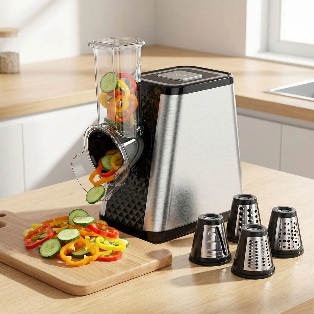 DIVEDEER Electric Vegetable Slicer and Cheese Grater 5-in-1 Multifunctional Slicer Shredder Dicer Grinder and Vegetable Cutter