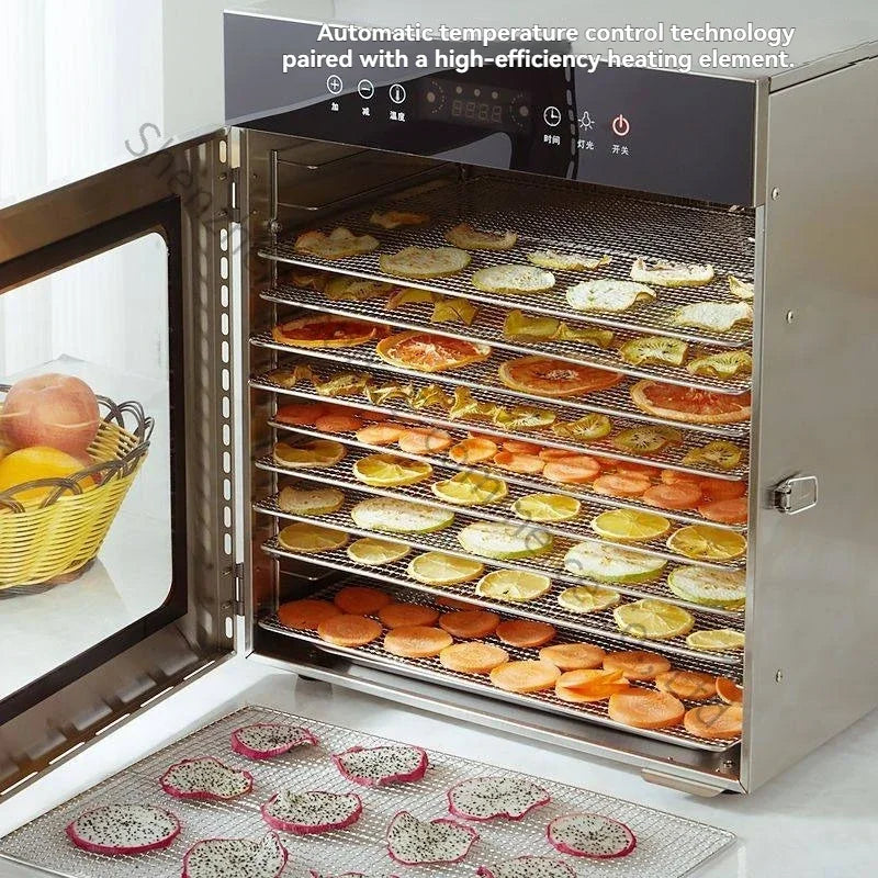 Compact household food dryer, 8-tray multifunctional smart fruit dryer, fruit and food dehydrator.