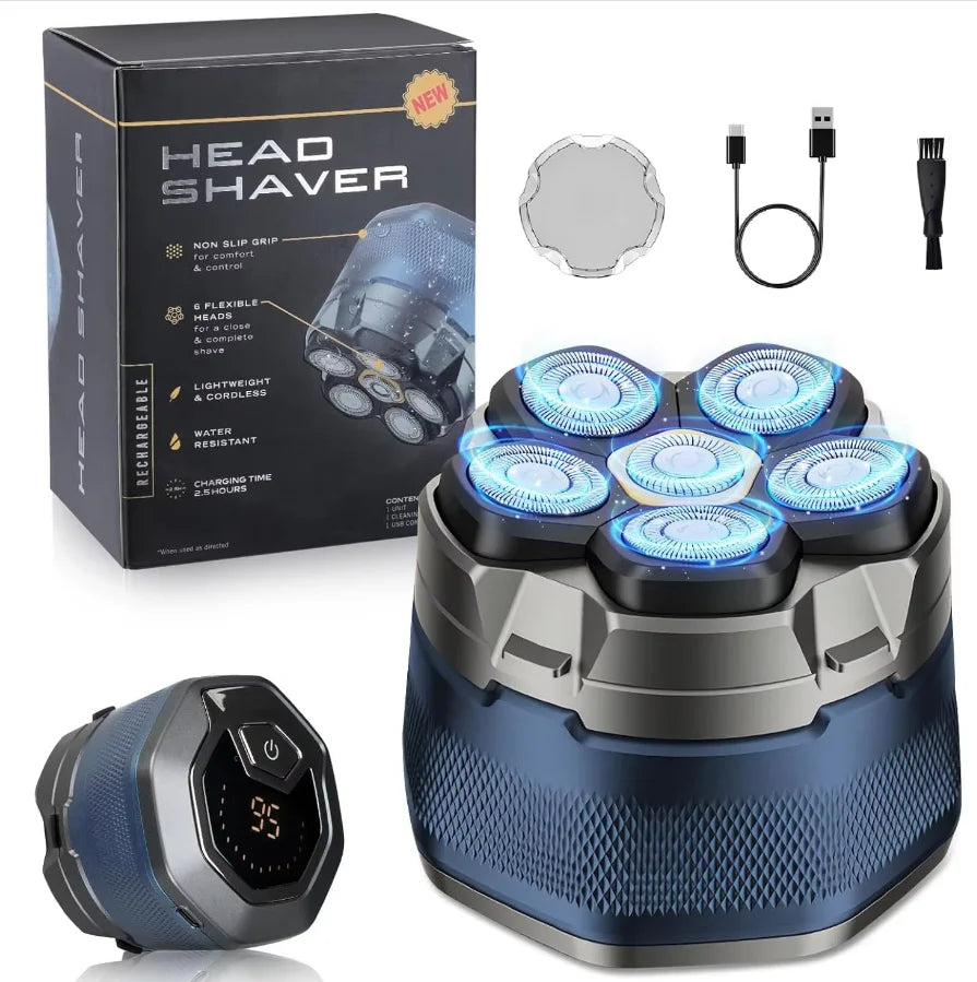 6D Magnetic Electric Head Shaver Waterproof LED Rechargeable Hair Trimmer Bald Men Face Hair Cutting Razor