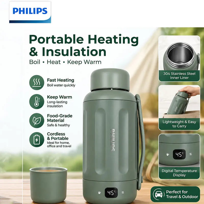 Philips 1000ML Electric Kettle Digital Display 5 Gears Thermostat Stainless Steel Kettle Boiling Water Cup For Travel