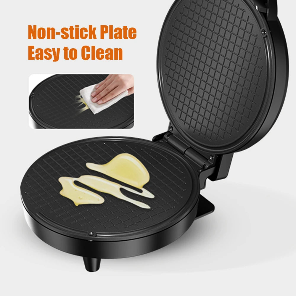 Electric Waffle Cone Maker 1200W Thin Waffle Ice Cream Bowl Egg Roll Machine Smart Control Non-stick Plates with Shaper Roller