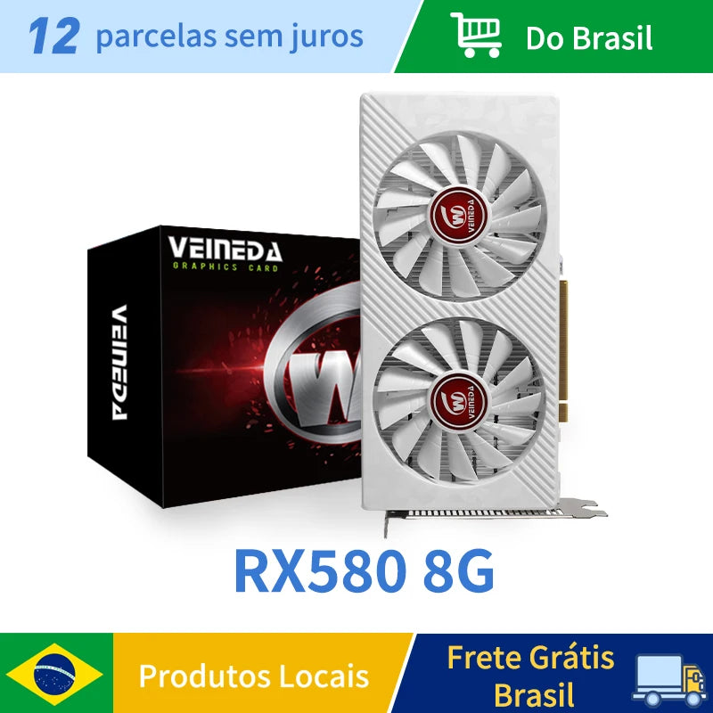 Veineda Graphics Cards RX580 8GB DDR5 GPU rx 580 8GB PC Gaming Video Card Desktop Game Video Card for AMD Radeon