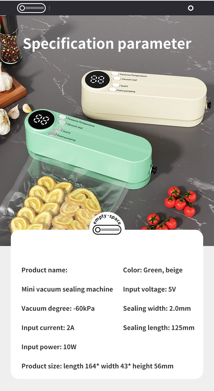 Charging Mini Wireless Fully Automatic Vacuum Sealing Machine Household Small Portable Food Packaging Plastic Sealing Machine