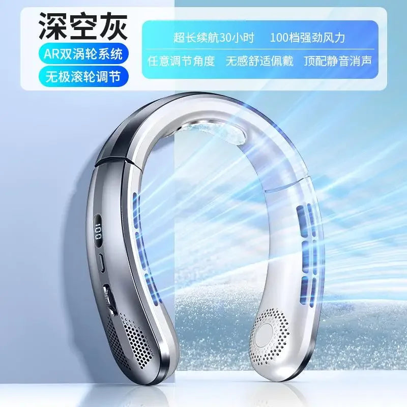 8000mAh Air Cooler USB Hanging Neck Fan Portable Bladeless Mini Rechargeable Mute LED Digital Display Electric Fans 2025 New