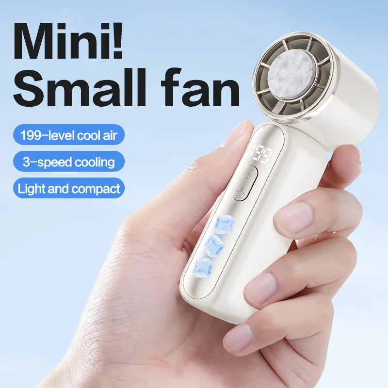 3000mAh 199 Speed Portable Handheld Fan with ICE Semiconductor Cooling 360° Turbo Personal USB Rechargeable Mini Air Cooler