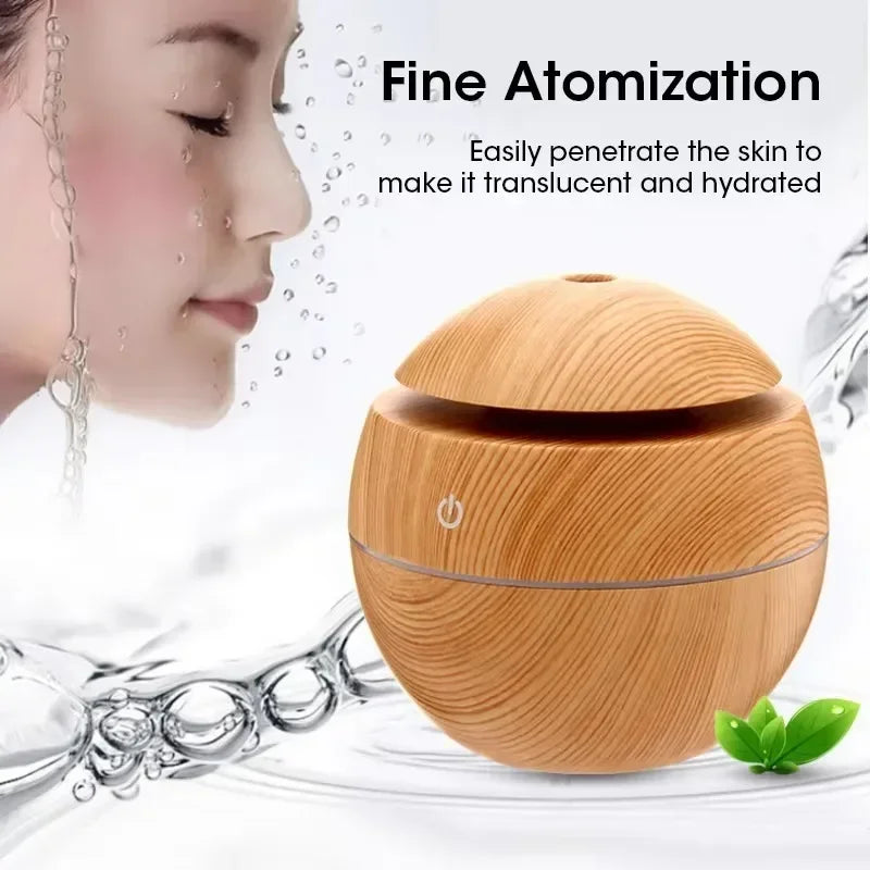 USB Ultrasonic Cool Mist Sprayer Essential Oil Fragrance Mini Home Wood Grain Air Humidifier Electric Air Aroma Diffuser Purifie